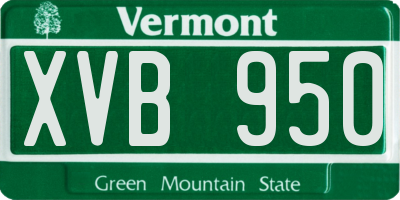 VT license plate XVB950
