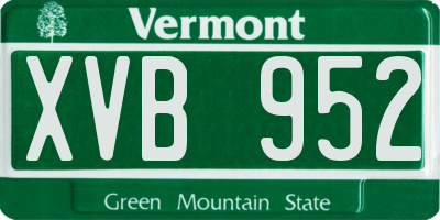 VT license plate XVB952