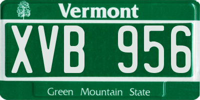 VT license plate XVB956