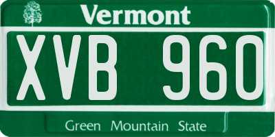 VT license plate XVB960