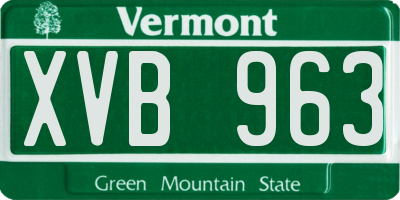 VT license plate XVB963