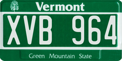 VT license plate XVB964