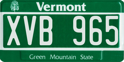 VT license plate XVB965