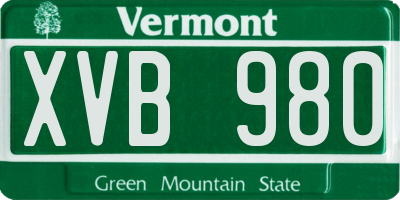VT license plate XVB980