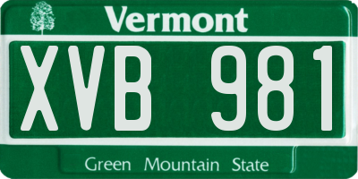 VT license plate XVB981