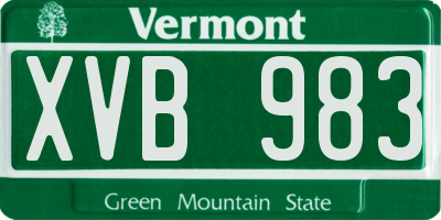 VT license plate XVB983