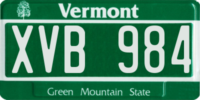 VT license plate XVB984