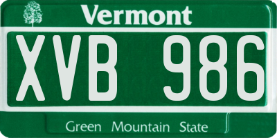 VT license plate XVB986