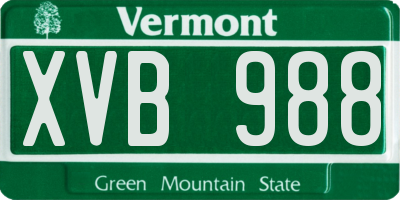 VT license plate XVB988