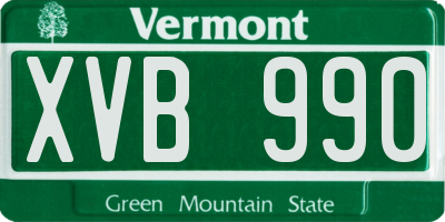 VT license plate XVB990