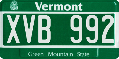 VT license plate XVB992