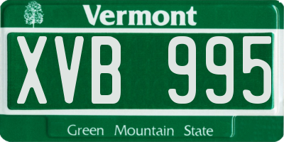 VT license plate XVB995
