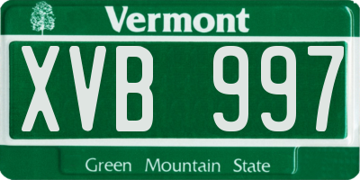 VT license plate XVB997