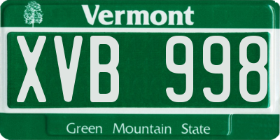 VT license plate XVB998