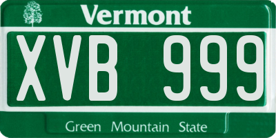 VT license plate XVB999