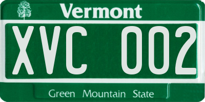 VT license plate XVC002