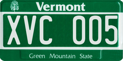 VT license plate XVC005