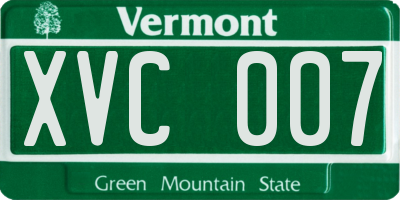 VT license plate XVC007