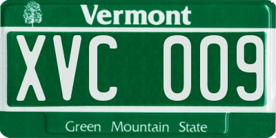 VT license plate XVC009