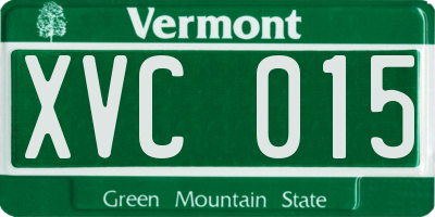 VT license plate XVC015