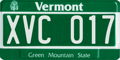 VT license plate XVC017