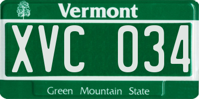 VT license plate XVC034