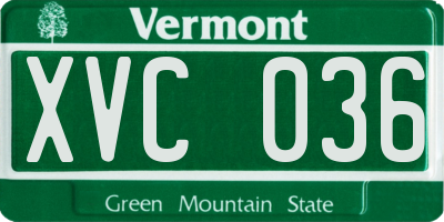 VT license plate XVC036