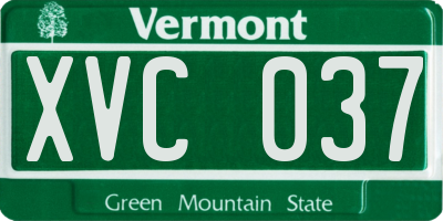 VT license plate XVC037