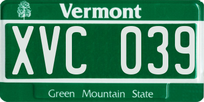VT license plate XVC039