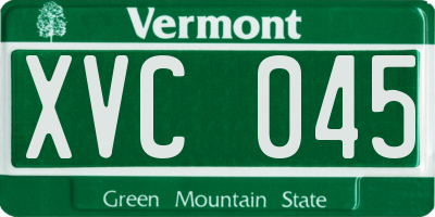 VT license plate XVC045