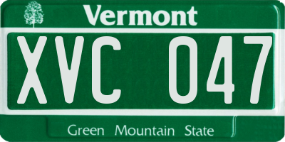 VT license plate XVC047