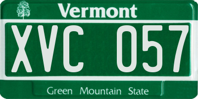 VT license plate XVC057