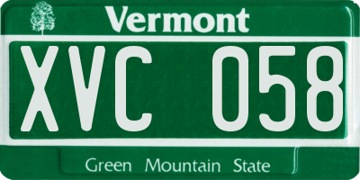 VT license plate XVC058
