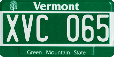 VT license plate XVC065