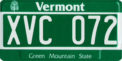 VT license plate XVC072