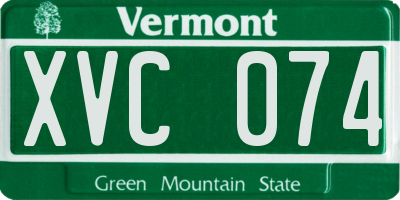 VT license plate XVC074