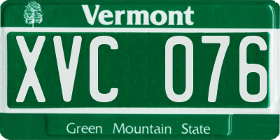 VT license plate XVC076