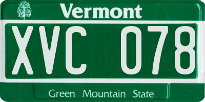 VT license plate XVC078