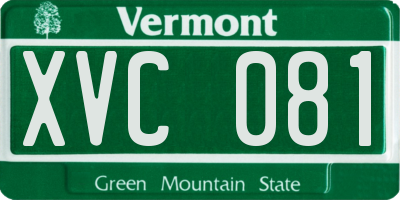 VT license plate XVC081