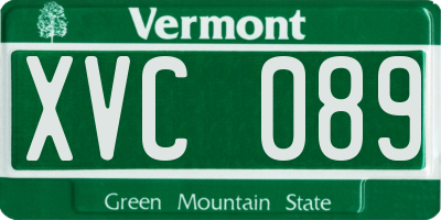 VT license plate XVC089