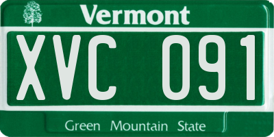 VT license plate XVC091