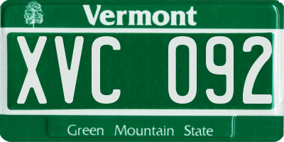 VT license plate XVC092