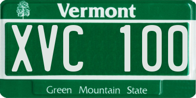 VT license plate XVC100