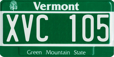 VT license plate XVC105