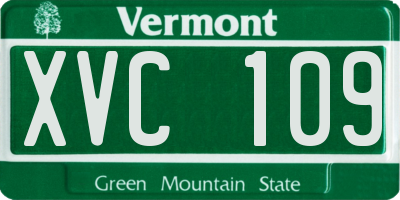 VT license plate XVC109
