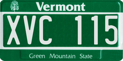 VT license plate XVC115