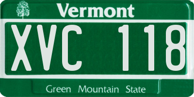 VT license plate XVC118