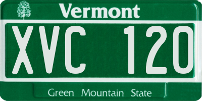 VT license plate XVC120