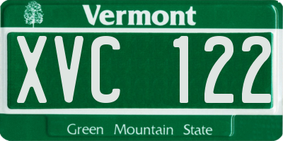 VT license plate XVC122