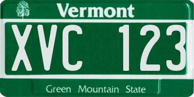 VT license plate XVC123